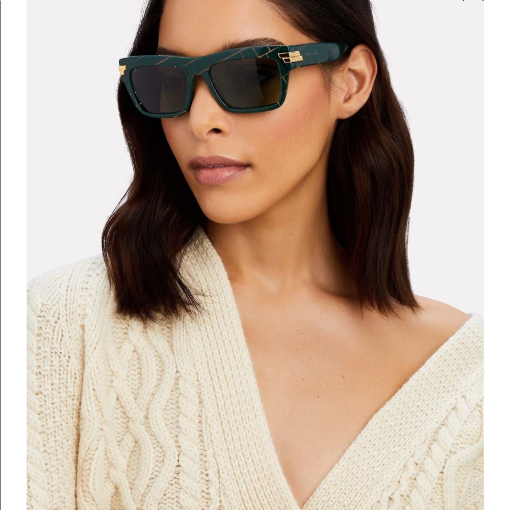 Bottega Veneta oversized Intreccio rectangular sunglasses